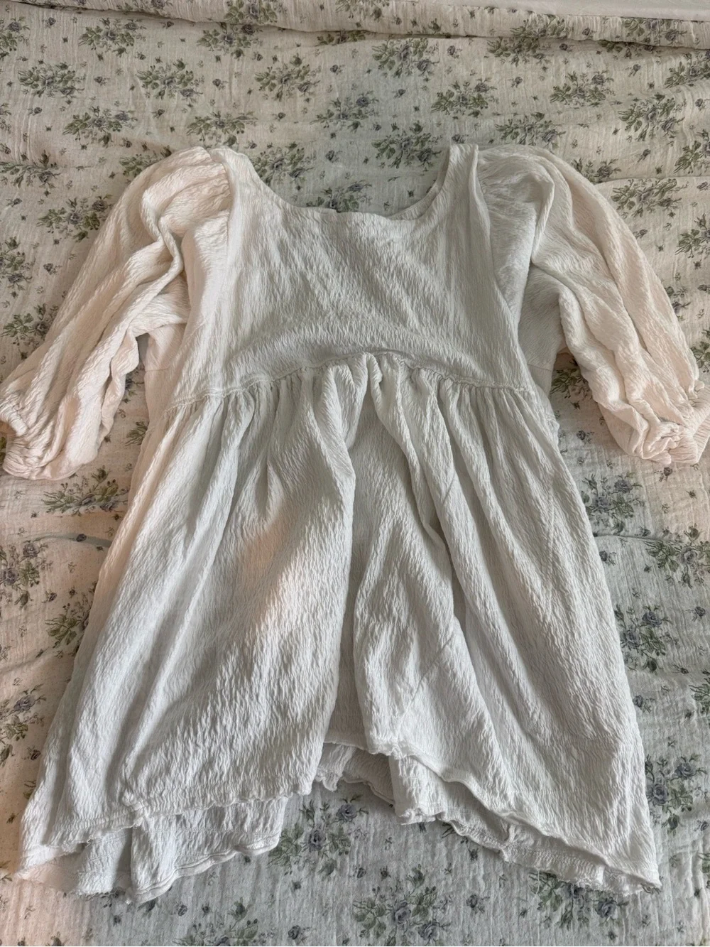 Free People Cream Puff-Sleeve Mini Dress